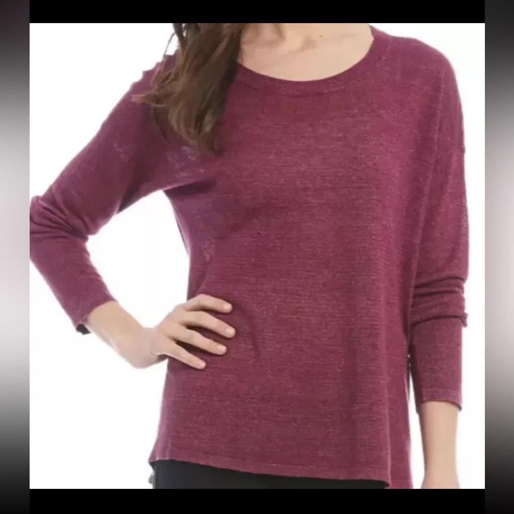 Eileen Fisher Hemp Delave Tencel Knit Jewel Neck Lighweight Cerse Top 1x